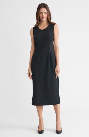 Ming Wang Stretch Deco Crepe Sheath Midi Dress in Black at Nordstrom, Size Xx-Small