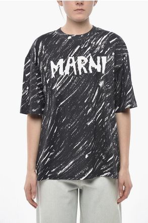 Marni Printed Cotton T-Shirt With Printed Logo size 40