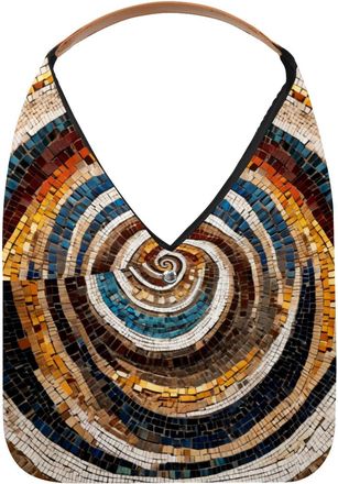 Generic Mosaic Spiral Pattern Reusable Lightweight Grocery Bags - Foldable Into Compact Pouch, Washable & Sturdy, Multipurpose for Shopping and Travel