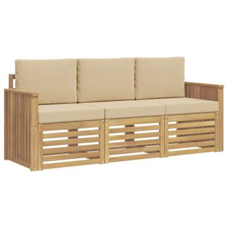 vidaXL Juegos De Sof&aacute;s 3 Uds. Y Beige Polyester Vidaxl