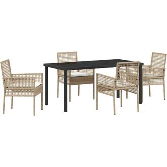 vidaXL Conjunto De Comedor De Jard&iacute;n 5 Pcs Beige Rat&aacute;n Sint&eacute;tico Vidaxl