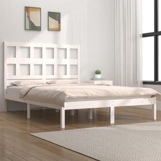 vidaXL Cama Sin Colch&oacute;n Madera Maciza De Pino Blanca 180x200 Cm Vidaxl