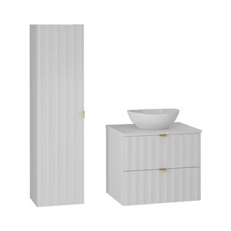 Petits Meubles Set de muebles con lavabo y columna estratificado Blanco