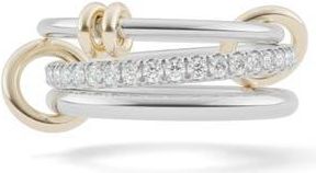 Spinelli Kilcollin Raneth Sterling Silver, 18K Gold & Diamond Pav&eacute; Two-Tone Link Ring at Nordstrom, Size 7