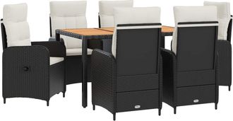 vidaXL Juego De Comedor Para Exteriores 7 Uds. Negro Y Crema Vidaxl