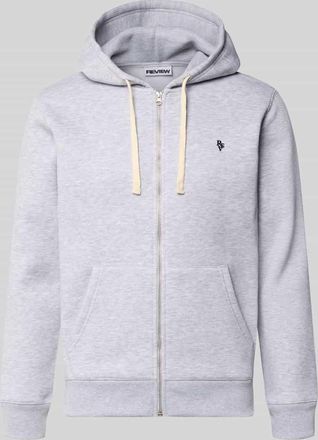 Review Slim Fit Sweatjacke mit Label-Stitching in Hellgrau Melange, Gr&ouml;&szlig;e XXL