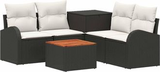vidaXL Juego De Sof&aacute; 6 Uds. Negro Y Blanco Crema Vidaxl