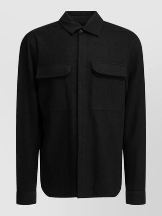 Rick Owens tailored shirt jacket buttoned cuffs point collar