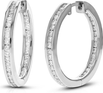 Vir Jewels 1 cttw Lab Grown Diamond Hoops Earrings in Sterling Silver With Hidden Post For Women