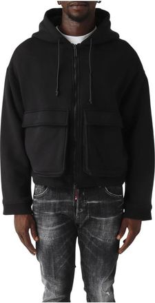 Dsquared2 Hoodies & sweatvesten, Heren, Zwart, M, Katoen, Sweatshirt met rits