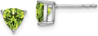 Diamond2Deal 14k White Gold Trillion Peridot Earrings