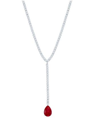 Suzy Levian Suzy Levian Gala Collection Silver Cz Lariat Necklace