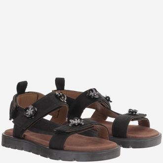 P&egrave;P&egrave; Girls Sandals Leather And Fabric Black