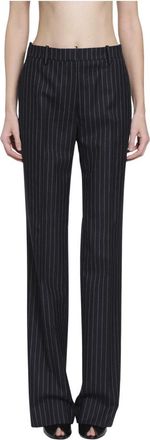 Tom Ford Gestreepte Wolden Broek met Koord en Recht Model - Dames - Broeken - Blauw - Maat: 2XS Wol