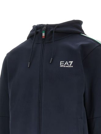 Emporio Armani Logo-Embroidered Hoodie - Navy