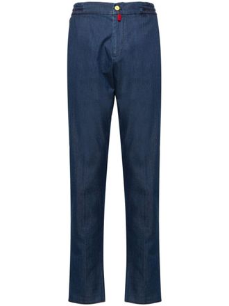 Kiton elasticated-waist slim-cut trousers - Blue