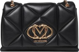 Love Moschino Gewatteerde Schoudertas met Kettingriem - Dames - Schoudertassen - Zwart - ONE Size - Leer - Tassen