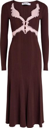 Self Portrait Lace-trim Knit Midi Dress - Brown - S (UK8-10 / S)