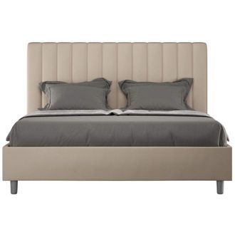 Les Tendances Letto matrimoniale contenitore imbottito 160x200 similpelle tortora Agueda