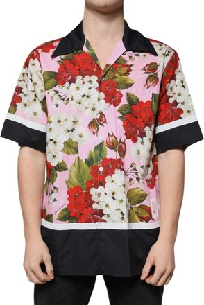 Dolce & Gabbana Mens Multicolor Floral Button Down Casual Shirt Cotton