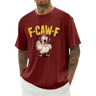 Generic Mens Tshirts, F-CAW-F Mens T Shirt Funny Chicken Scream Shirts Novelty Rooster Graphic Design Tees Short Sleeve Crew Neck Tops Blouse Lightweight Casu
