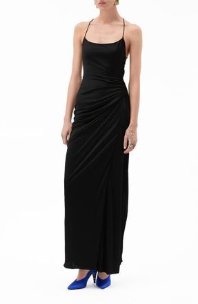Versace Liquid Drape Jersey Gown in Black at Nordstrom, Size 4 Us