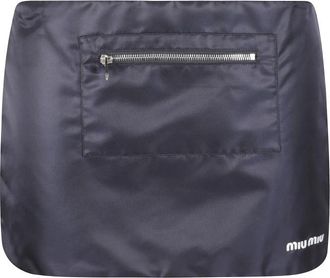 Miu Miu Technische Gazar Fleece Minirok - Dames - Korte rokken - Blauw - M - Nylon - Rokken