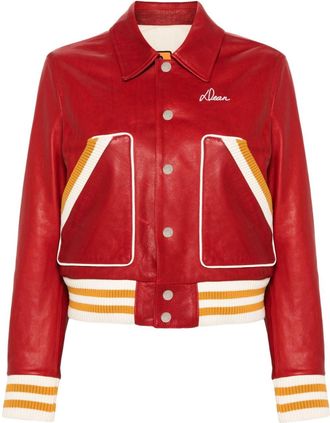 Dsquared2 Varsity leather bomber jacket - women - Calf Leather/Cotton/Wool/Elastane/Polyamide/Polyester - 42