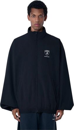 Balenciaga Jas met ritssluiting en logomotieven - Heren - Zomerjassen - Zwart - L - Polyester - Jassen