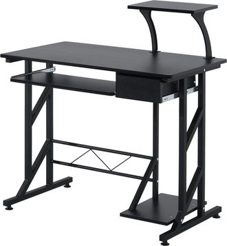 HOMCOM Homcom - Mesa De Escritorio Mesa De Estudio Con Bandeja De Teclado Y Caj&oacute;n Mesa De Ordenador Para Despacho Oficina 90x50x100 Cm