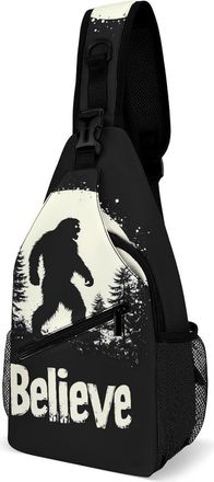 Generic Bigfoot Believe Mens Shoulder Bags Sling Crossbody Backpack Travel Hiking Chest Bag with Small Side 38x20cm