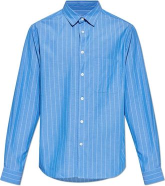 Sams&oslash;e & Sams&oslash;e Saryan J Shirt - Heren - Casual Overhemden - Blauw - S - Overhemden