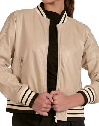 Elan Bomber Jacket With Trim In Taupe