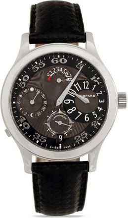 Chopard pre-owned L.U.C. Tech Regulator 40mm - men - stainless steel/Leather/Nylon - One Size - Black