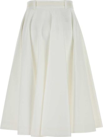 Prada Womens White Twill Skirt Bianco Exterior: Cotton Gonne