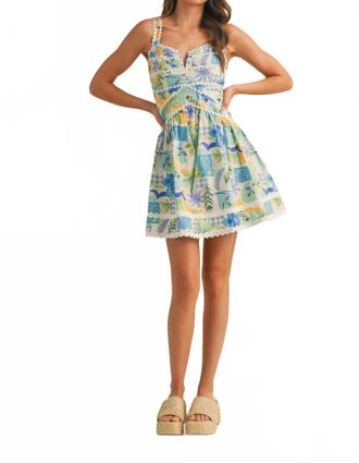 Merci Tropic Flared Mini Dress In Multi