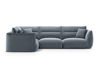 CXL by Christian Lacroix Sof&aacute; esquinero izquierdo 5 plazas de terciopelo azul gris&aacute;ceo