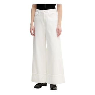 Karl Lagerfeld Broeken, Dames, Beige, W25, Katoen, Wide Broeken