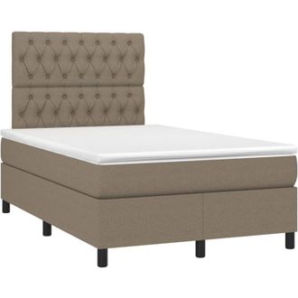 vidaXL Vidaxl - Cama Box Spring Con Colch&oacute;n Y Led Tela Gris Taupe 120x190 Cm