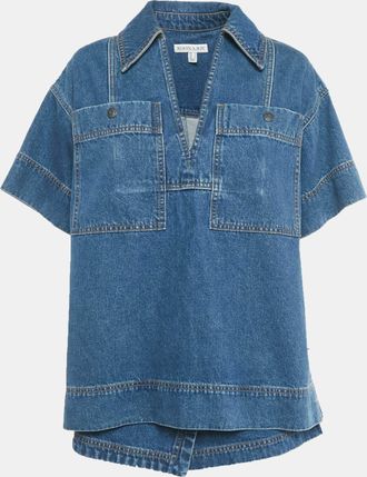 Shona Joy Blue Denim Top And Shorts Set
