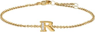 David Yurman Bracciale Petite Pavé Initial in oro giallo 18 carati con diamanti