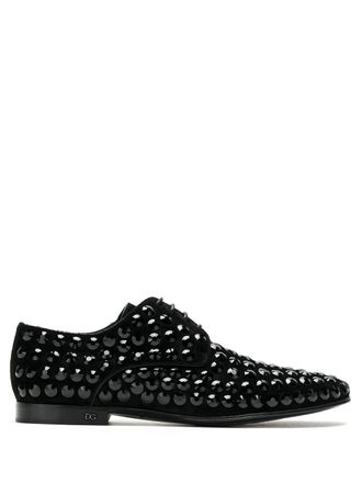 Dolce & Gabbana stud-embellished oxford shoes - men - Goat Skin/Calf Leather/Calf Leather/Cotton/Viscose - 41 - Black