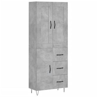 vidaXL Vidaxl - Aparador Alto Madera Contrachapada Gris Hormig&oacute;n 69,5x34x180 Cm