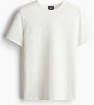 H&M Slim Fit Textured T-shirt - White