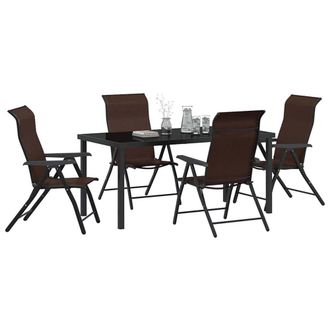 Berkfield Home Elegant 5 Piece Garden Dining Set Brown Poly Rattan