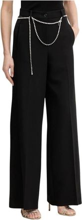 Pinko Pantalones Palazzo de Viscosa - Trousers - Mujer - Negro - M