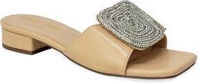 Chase + Chloe by Intouch Footwear Flores Squared Spiral Rhinestone Sandal in Beige Pu at Nordstrom Rack, Size 6.5
