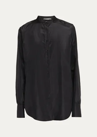 The Row Lula Silk Taffeta Button-Down Top