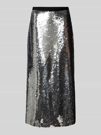Marc Cain Maxirock mit Paillettenbesatz in Silber, Gr&ouml;&szlig;e 36