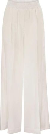 Brunello Cucinelli Loose Track Broeken - Dames - Wijde Broeken - Wit - S - Katoen - Broeken